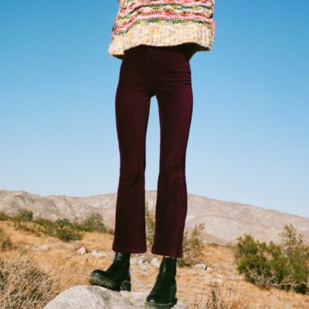 Urban Outfitters Ribbed Velvet Kick Flare Pant